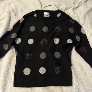 Charter Club Black and Gray Polka Dot Sweater